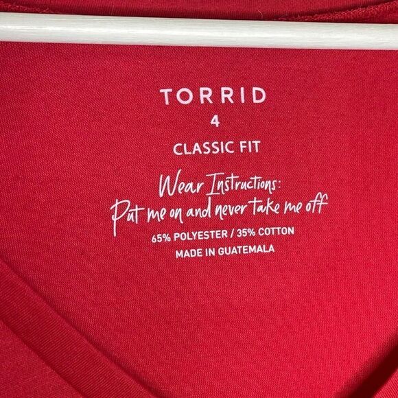Torrid Red Girlfriend Signature Vneck Long Slv Tee Shirt Womens Plus Size 4X NWT - Picture 8 of 10